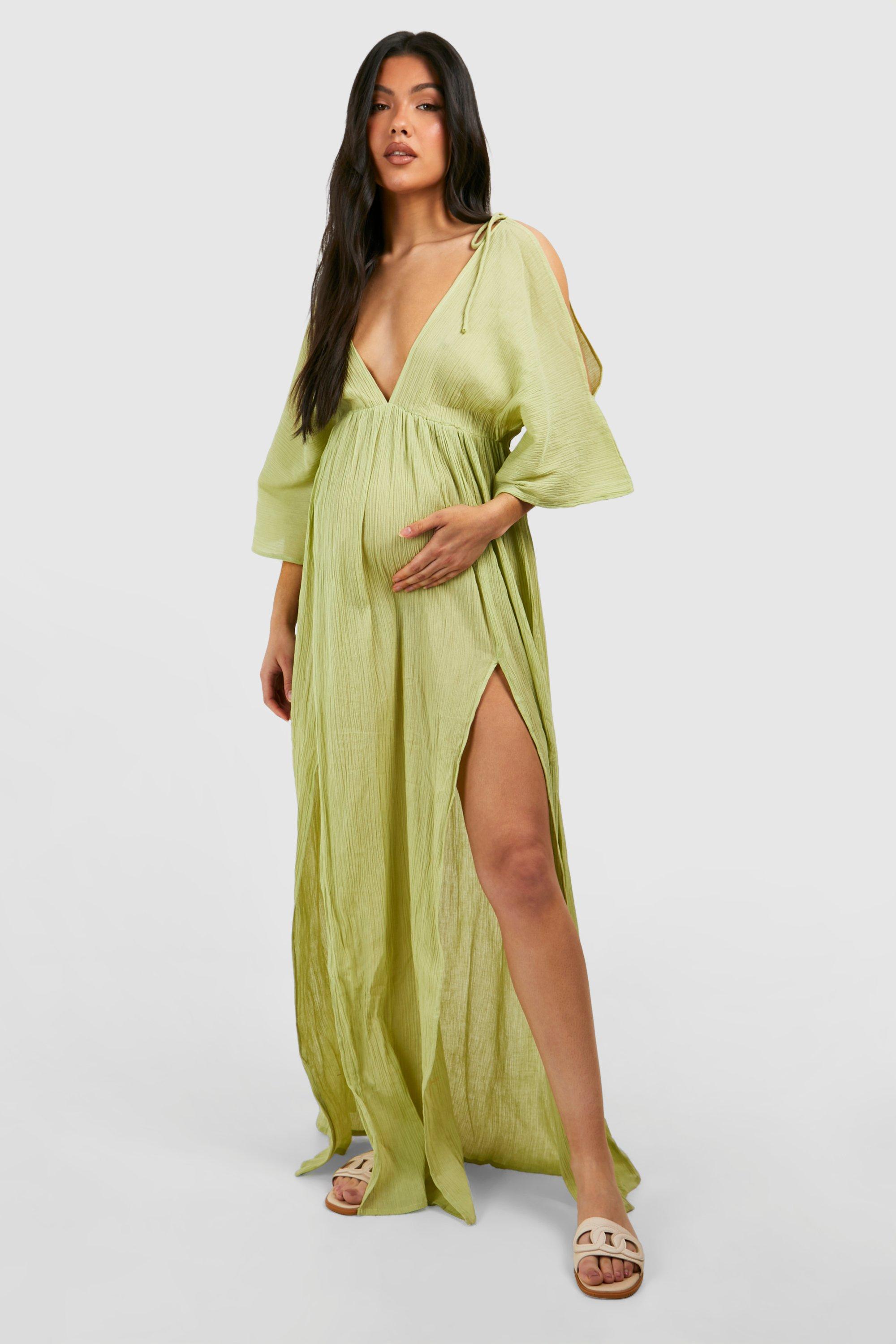 Maternity Crinkle Cold Shoulder Beach Cover Up boohoo